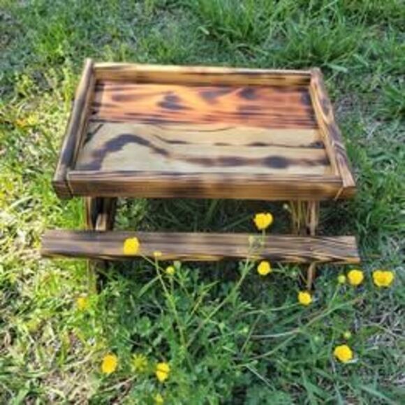 Handcrafted Other - Chick Nic Picnic Table Chickens Small Animals 13x16x7"